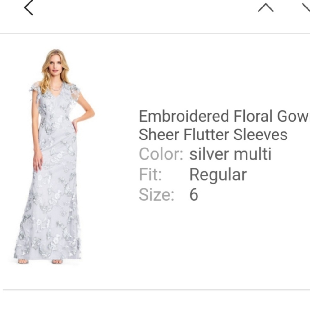 LAST ITEM!!Adrianna Papell Silver Embroider Gown